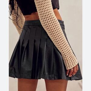 Urban Outfitters Black Pleated Leather Skirt
